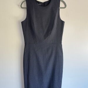 Lafayette 148 New York Navy Micro-Print Sleeveless Sheath Dress